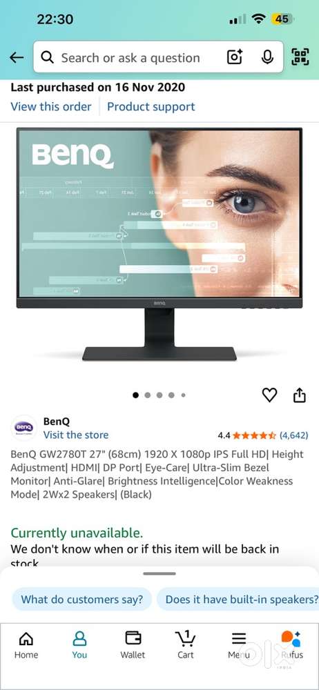 BenQ monitor 27inch