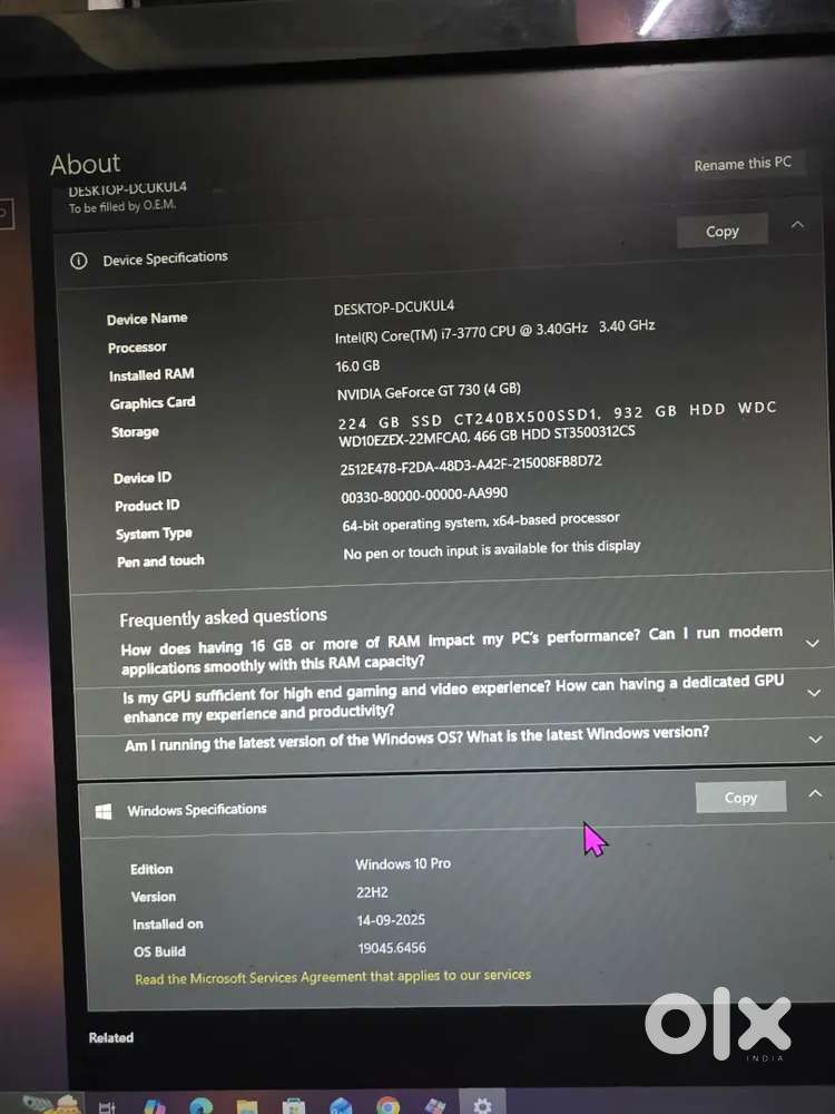 i7 3Rd gen 16gb RAM 4GB graphics