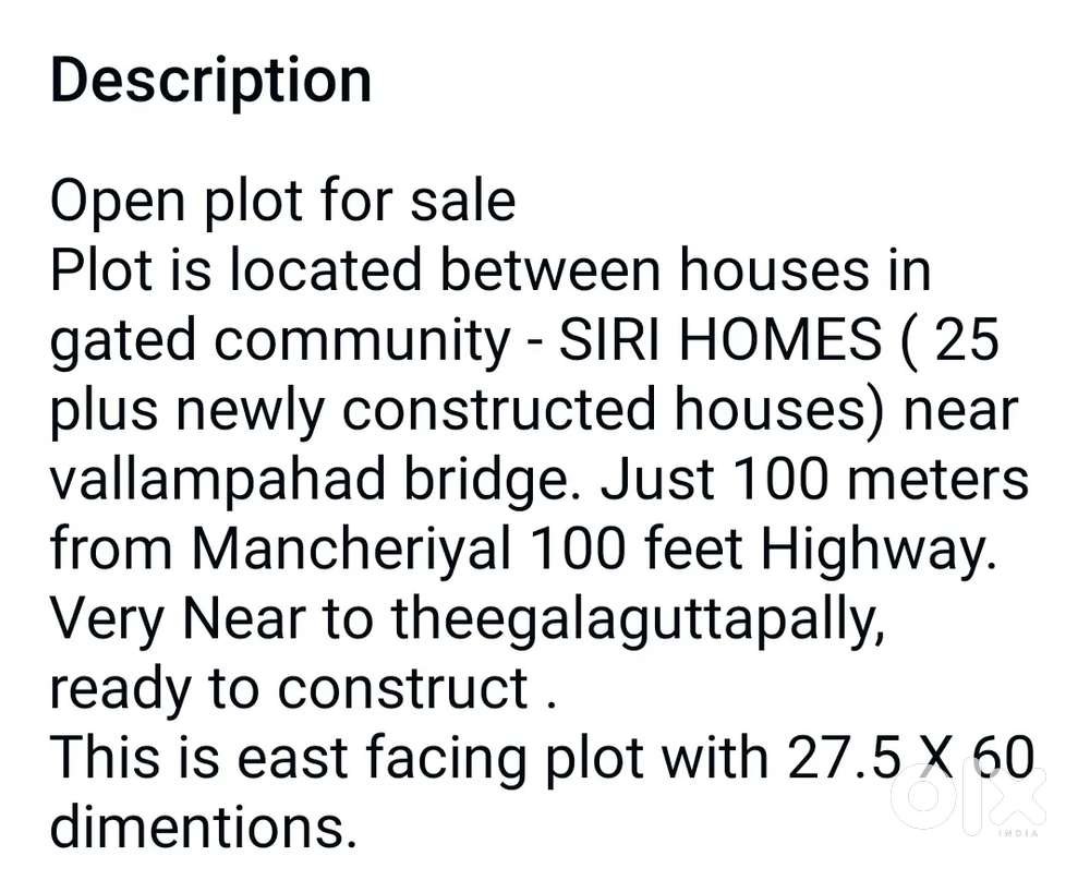 Open plot- East Facing - 180 yatds