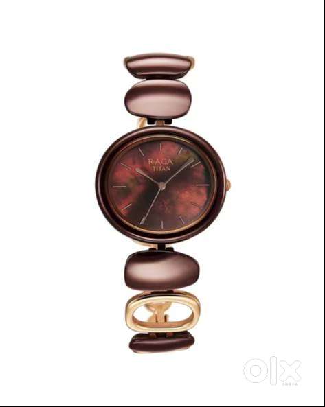 Titan Raga Ceramics Quartz Analog Brown Mother of pearl Dial Metal