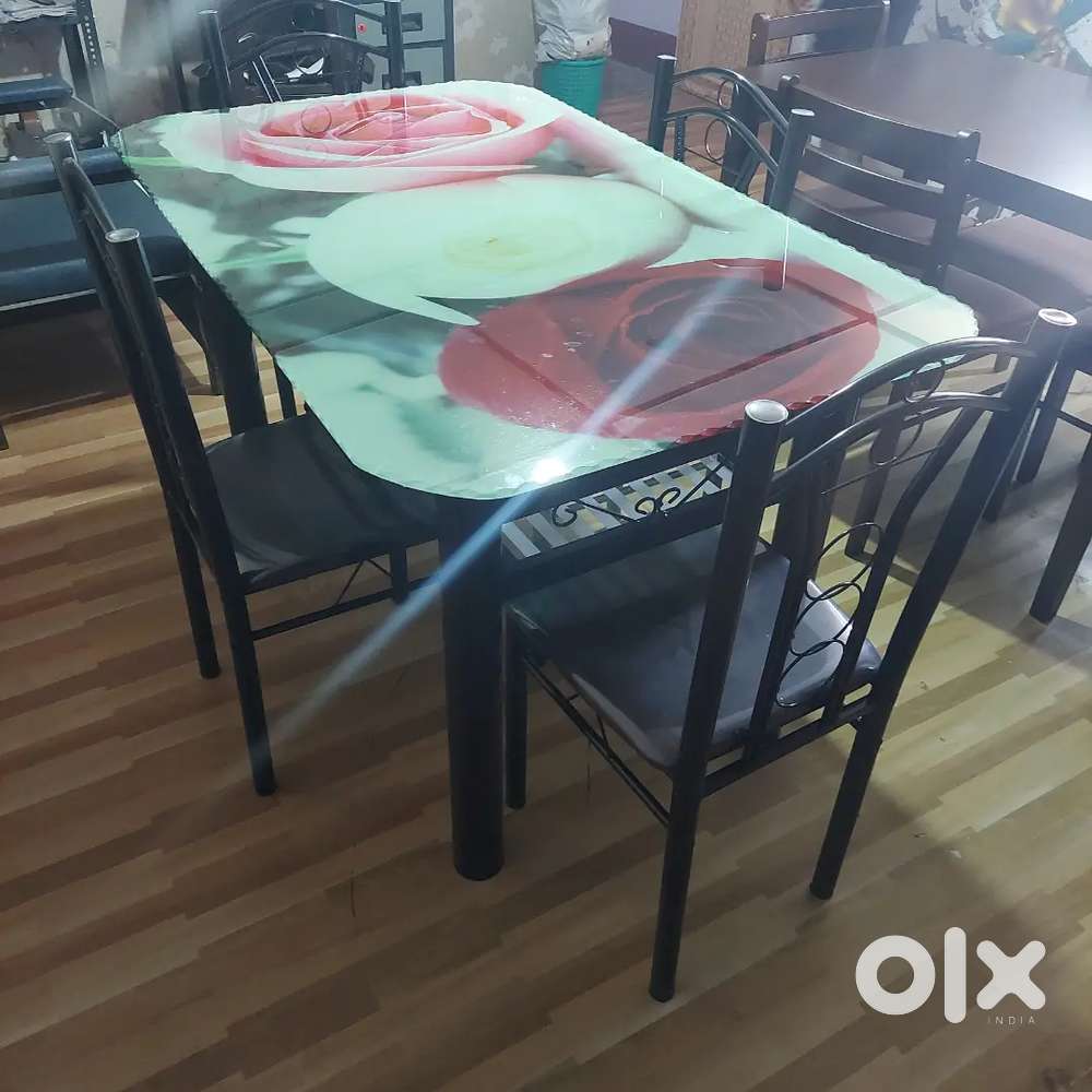 Bowzar Brand New Imported Metal Dining Table With Chair 4 Seater COD