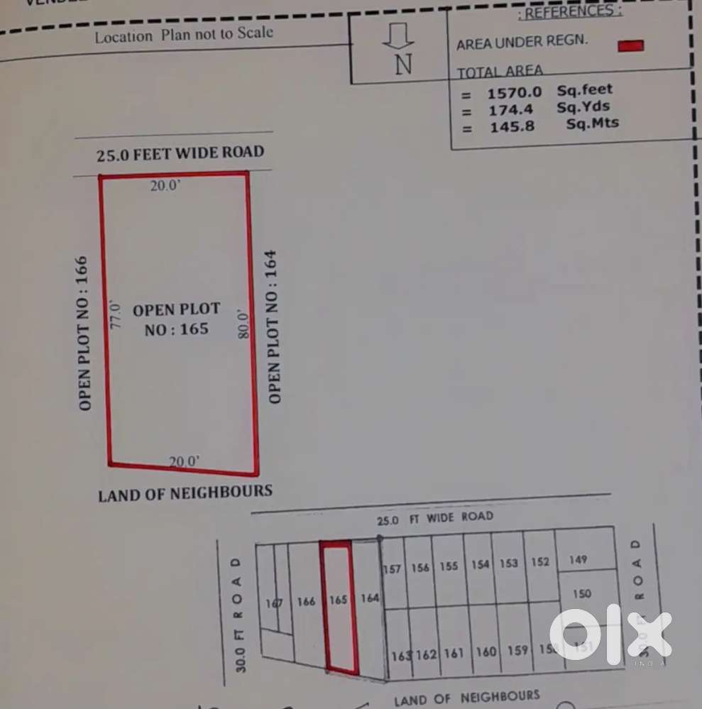 174.4 Sqyrds or 358 sqyrds plot 4 sale in between the houses in KMR