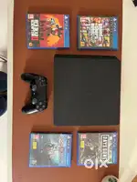 PS 4 Slim 1 TB + Latest Version CRACKED + 4 Games CD + Many more games