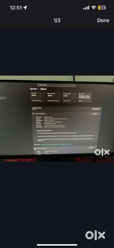 Gaming pc amd rysen 5 4600g proseser 6 months old