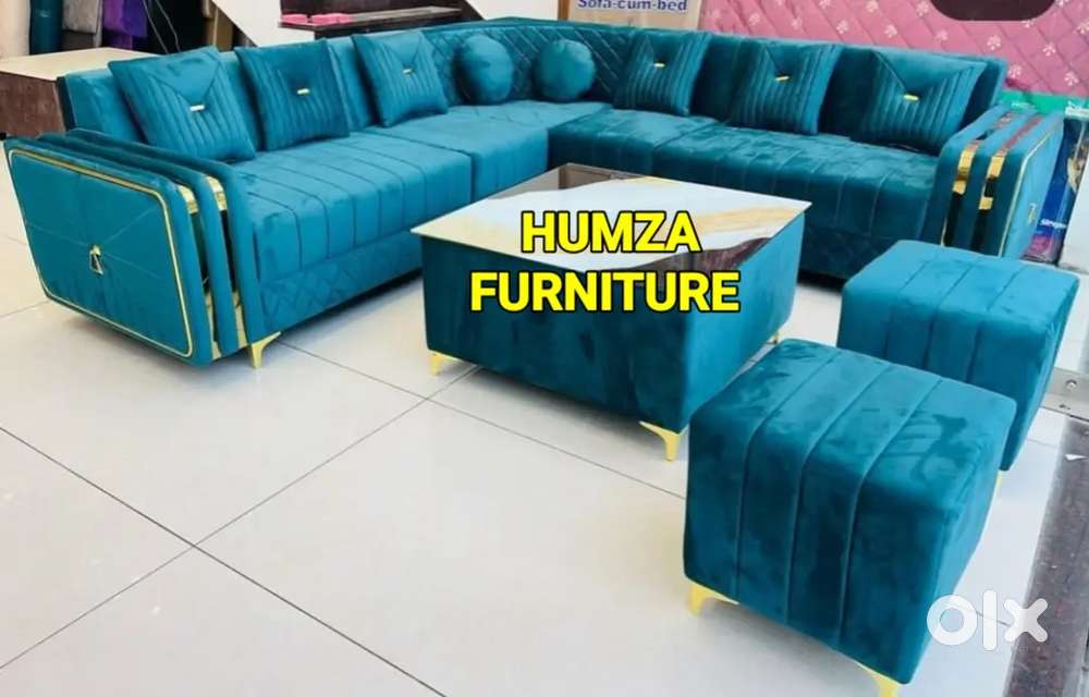 HAMZA FURNITURE New designer stylish look plywood L shape sofa set