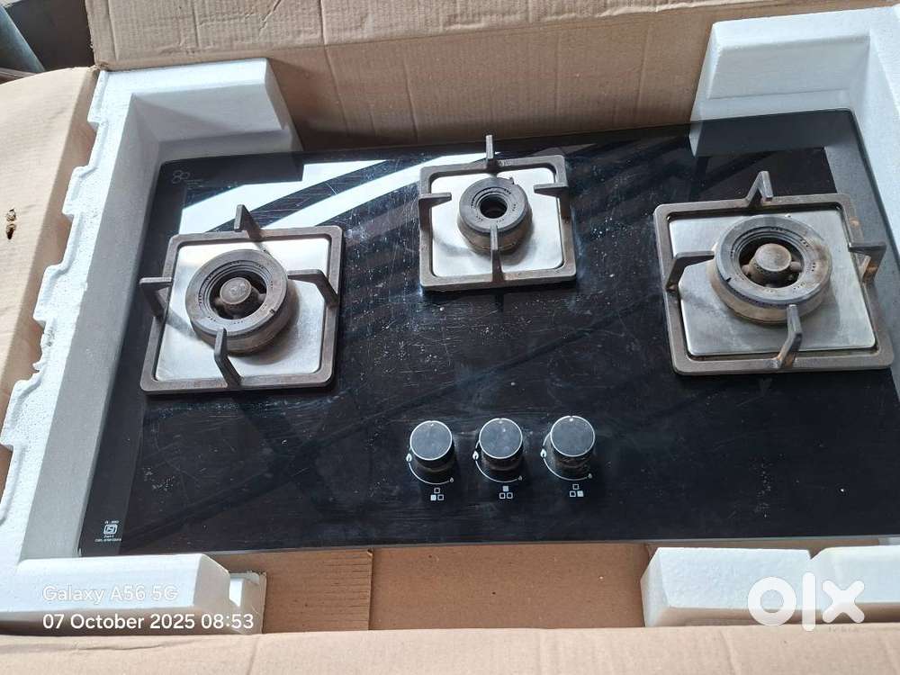 ELICA 75 cm 3 Burner Gas stove Auto ignition, model FB HCT 375 DX