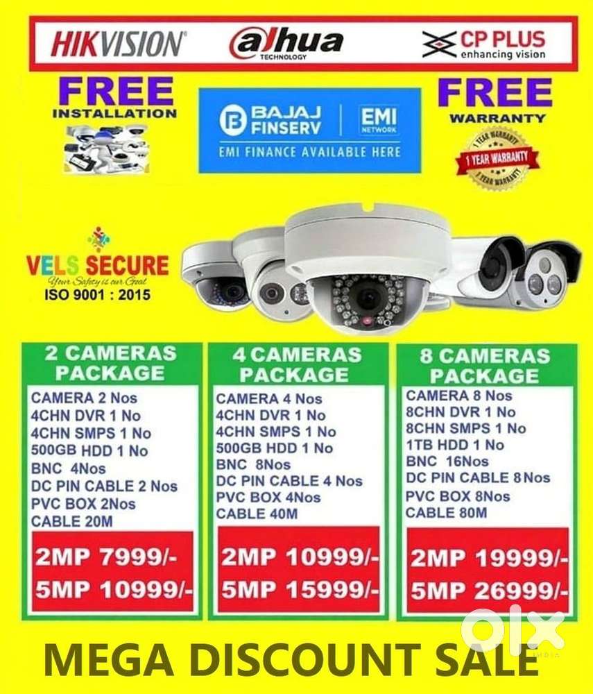 MEGA FESTIVAL OFFER SALE CCTV      2MP  DAHUA or CP PLUS or HIKVISION