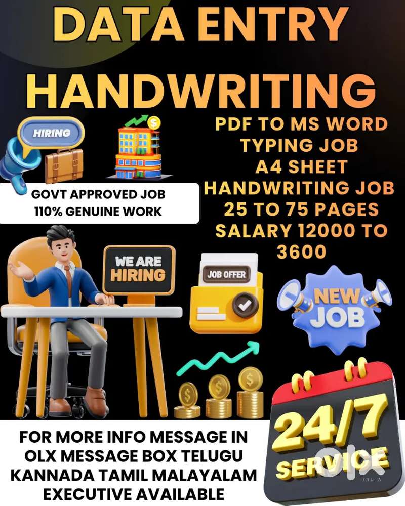 GOVT APPROVED JOB NO WRITING HANDWRITING DATA ENTRY