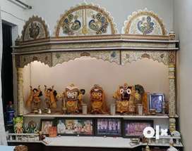 Pooja Room Marble Altar with wooden cupboard base
