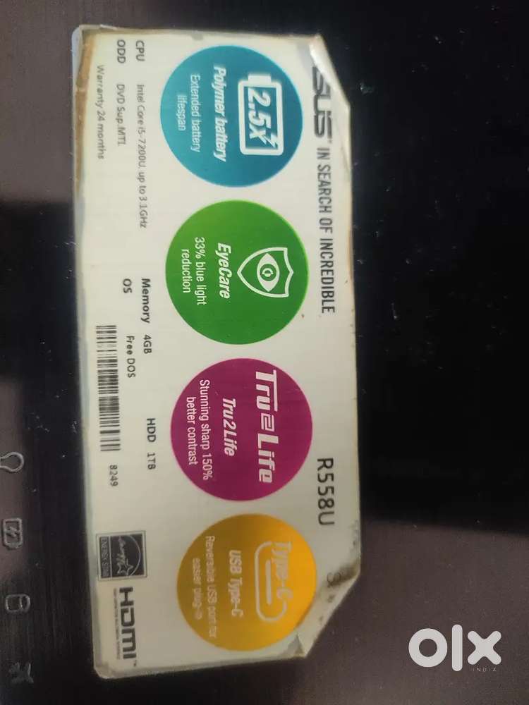 ASUS R558U Laptop  Core i3  4GB RAM  1TB HDD  TrueLife Display