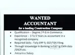 Wanted an acountent in cement & TMT shop with knowledge in telly GST