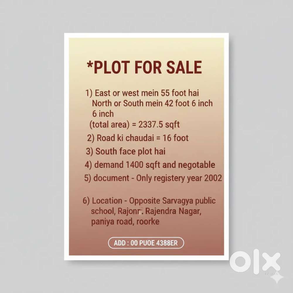 Residential plot for sale