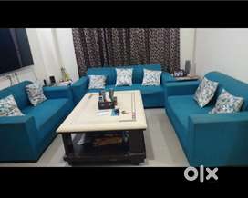 7 seater sofa with 3x4 marble center table with 2 side counters