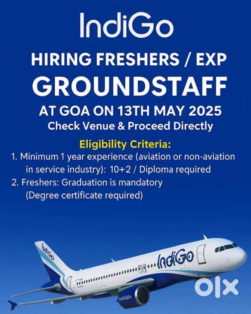 Indigo Airlines jobs /Vacancy for Airport Ground staf / Driver / Crew