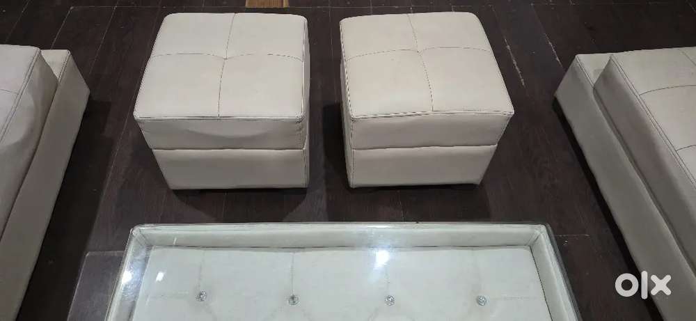 Sofa, puffy and center table with big cusions