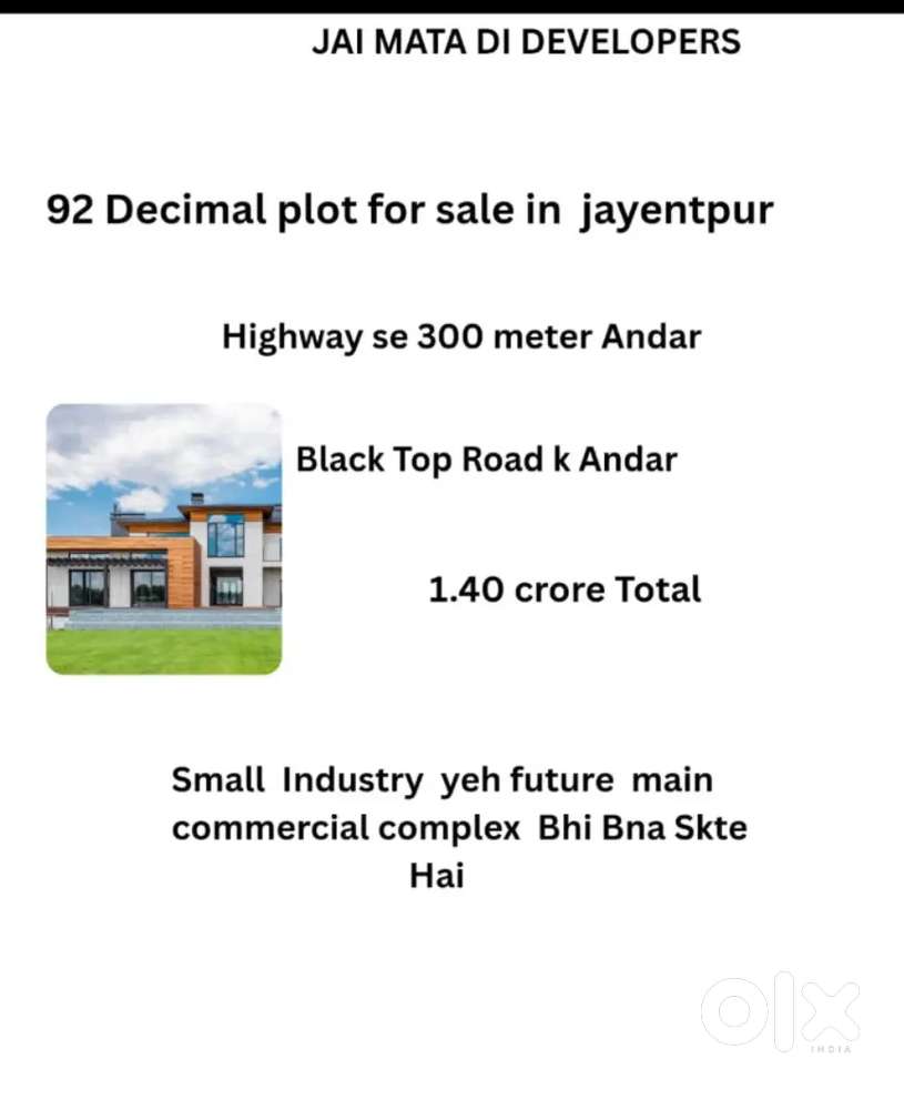 92 Decimal plot for sale in Jayentpur