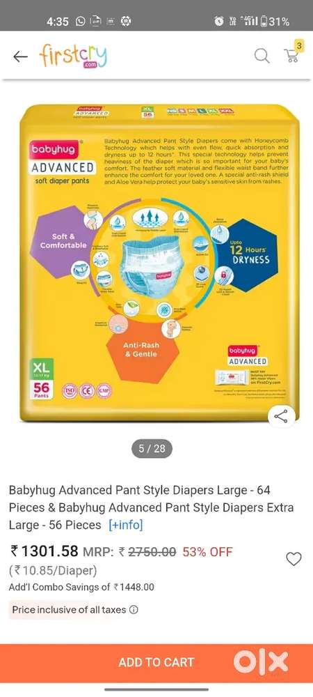 New packet diaper xl size 56 pis I want to sell