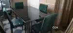 Furniturewalas: 4 Seater Plain Black Glass Dining table @ Just 8,499