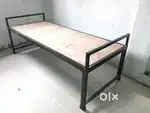 Sturdy Single Metal Bed Frame with Wooden Base