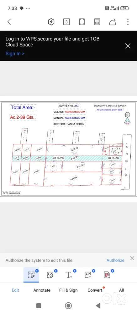 Land 10 guntas MAHESHWARAM