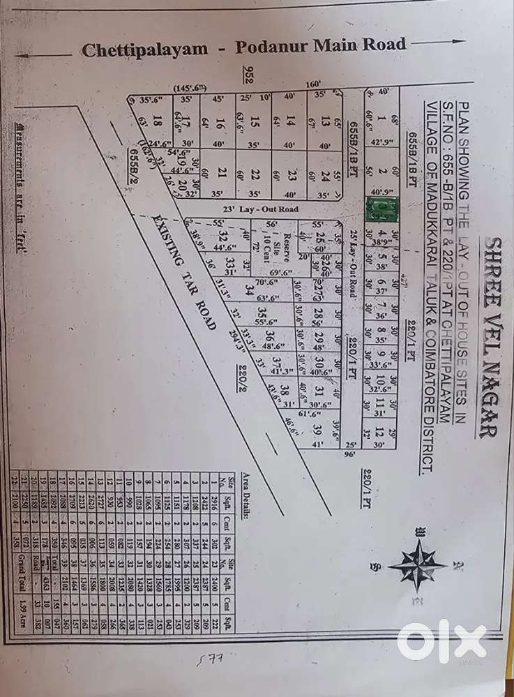 Coimbatore Chettipalayan Land for Sale