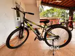 Its has dual sockers at front , dual disk brakes a bottle
