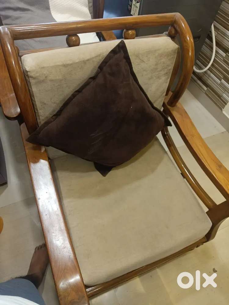Two segun wood sofa chairs