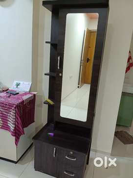 Single door wooden almirah and dressing table