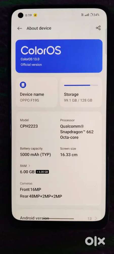 F 19s 6+6gb ram 128gb internal