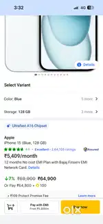 iPhone 15 128 GB All Working Battery Health 91
