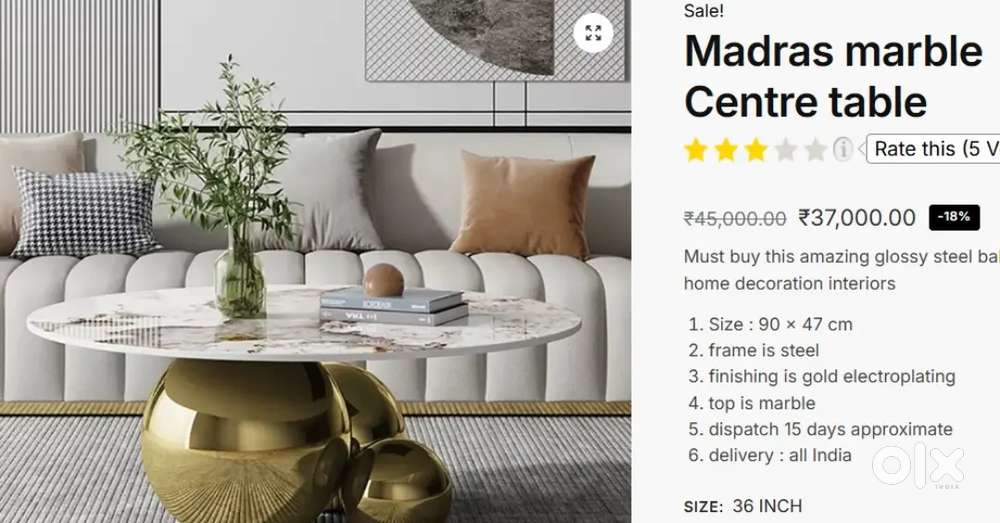 New  Madras Marble Centre Coffee Table