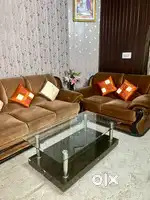 7 Seater Sofa Set with Glass Top Center Table