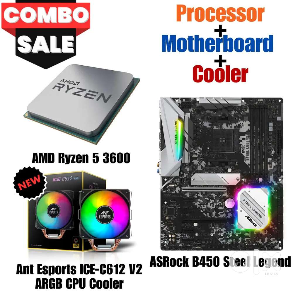 AMD Ryzen 5 3600 Processor AM4 CPU B450 DDR4 MotherBoard ARGB Cooler