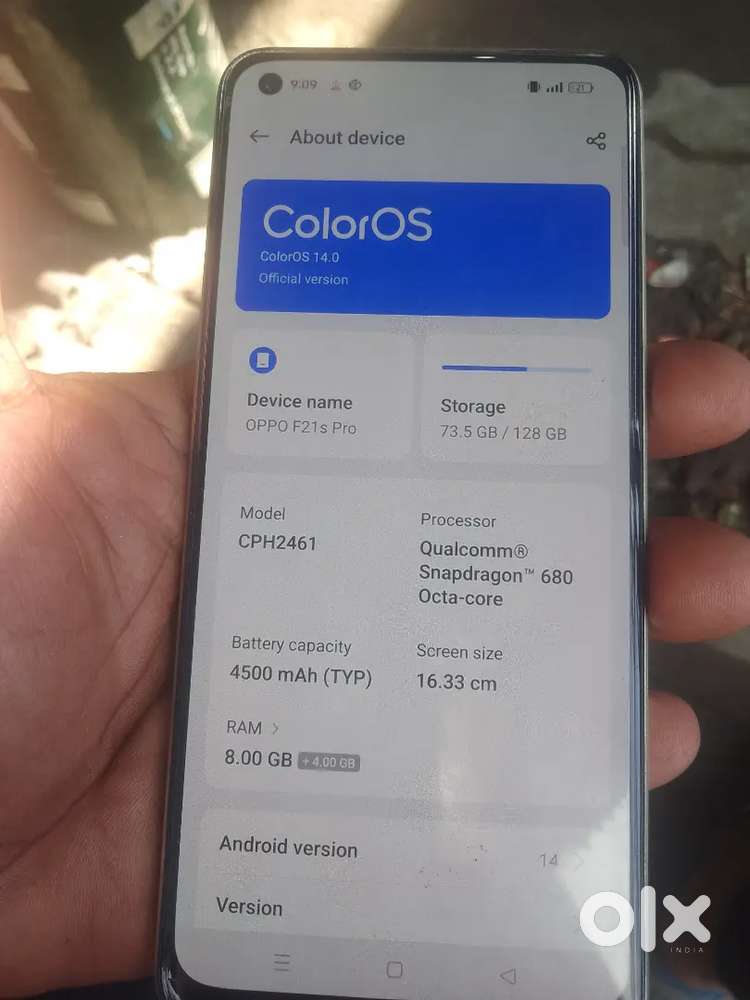 Device Name :-OPPO F21s Pro  model :- CPH2461 ANDROID VERSION 14
