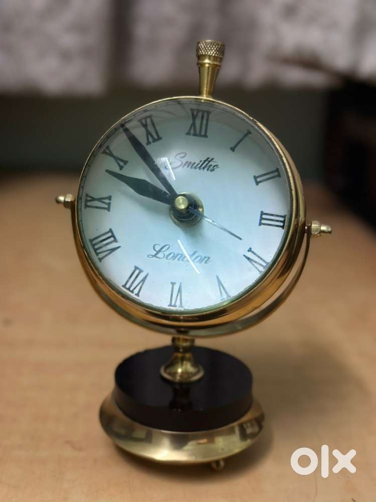 Vintage Brass Table Clock & Compass – Smiths London Collectible Pi