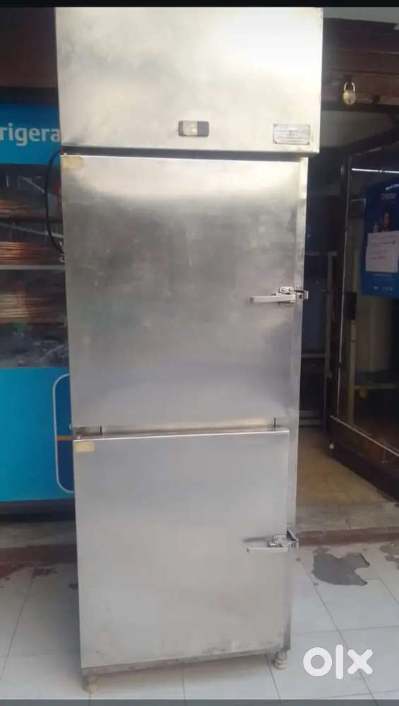 Vertical stainless steel deep freezer