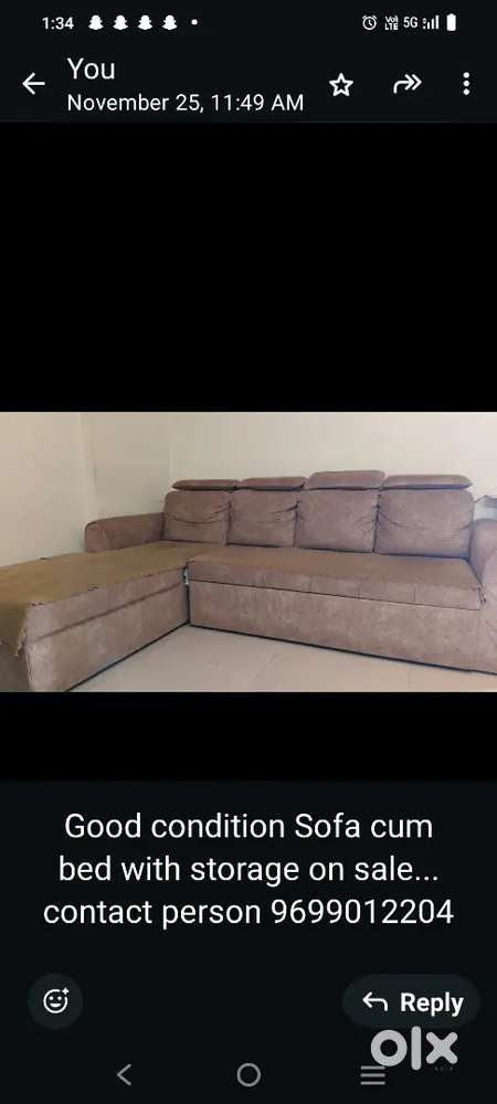 Sofa cum bed with storage box