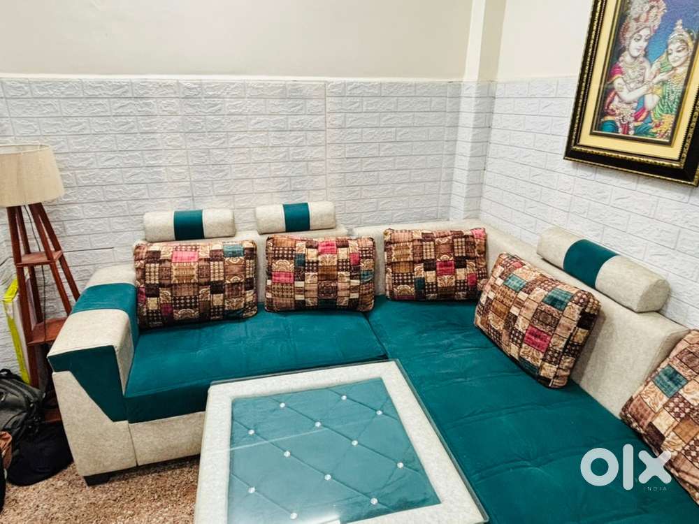 3 seat L shape sofa with mirror table