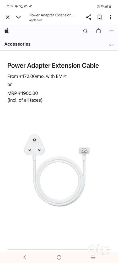 Appl mac book adaptor charging 3 pin cable..