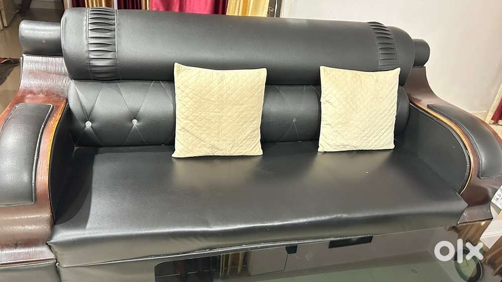 Black leather sofa