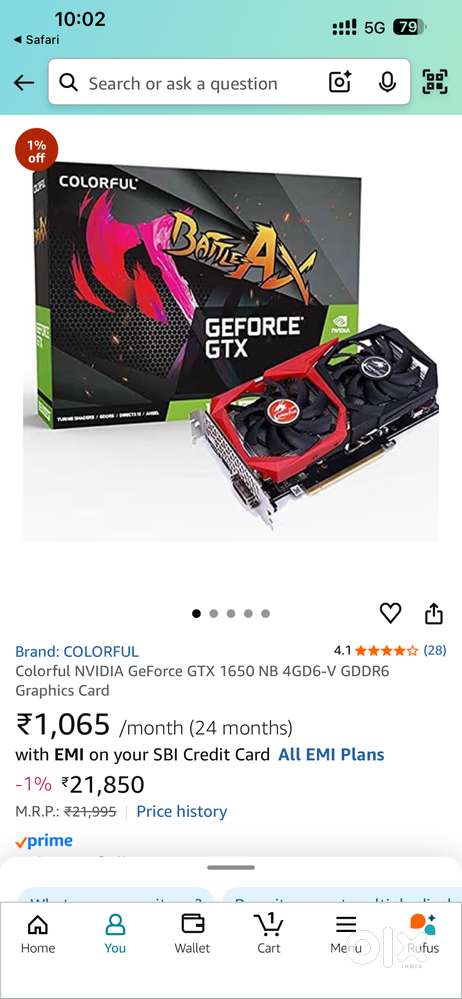 Graphics card NVIDIA GeForce GTX 1650
