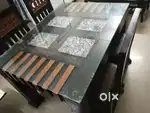 Wooden glass top dining table with chairs