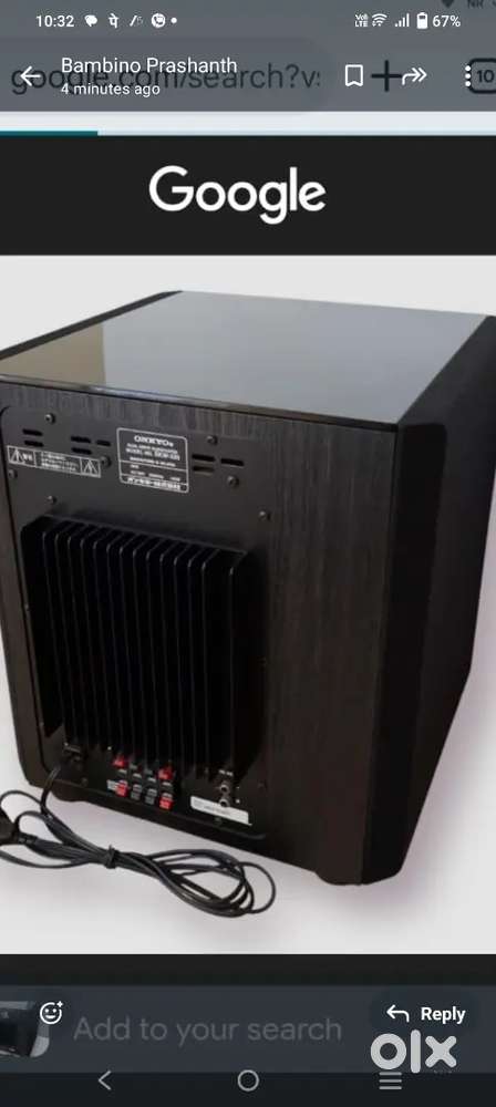 Onkyo active sub dual drive sub woofer model no SKW - 320 watts 128