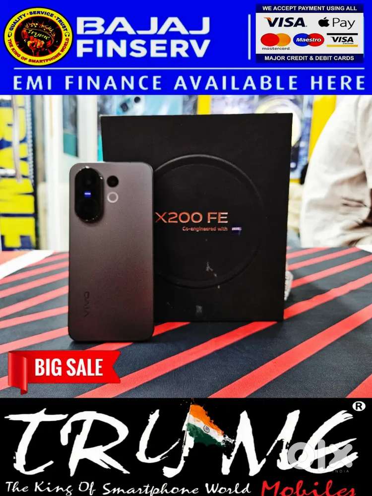 TRYME VIVO X200FE 5G fUll kit box Bajaj finance Available for used mob