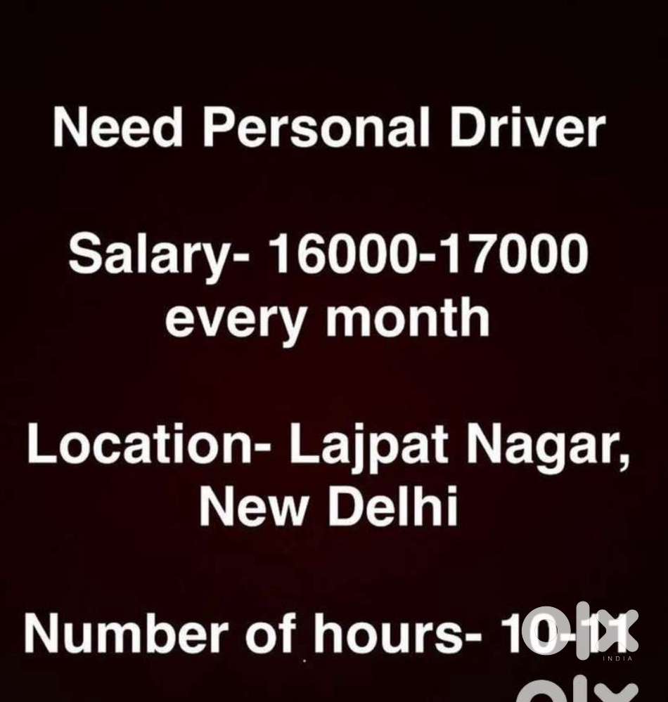 Personal Driver Job in Lajpat Nagar