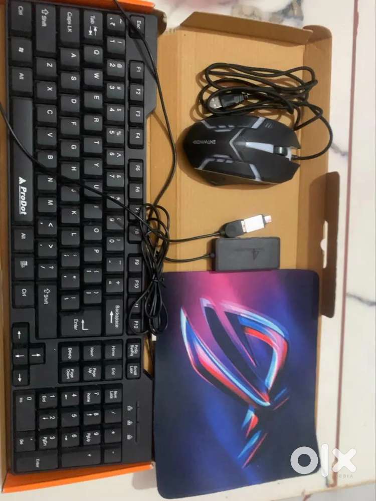 Keyboard and r o g mouse mobile gaming setup