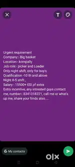 Picker and Loader in kompalli night shift