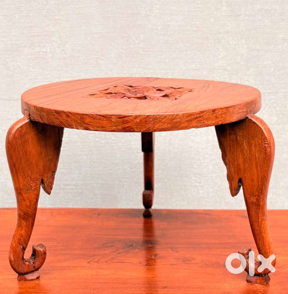 Antique teakwood small stand unique design thicker legs elephant trunk