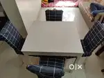 Extendable, sturdy IKEA dining set with cushioned chairs, wellmaintain