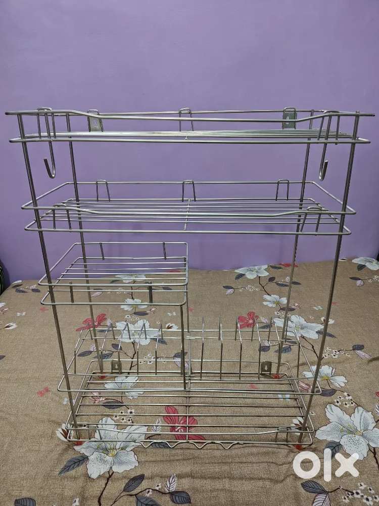 Stainless Steel 3 Tier Kitchen Rack (75x60x25 cm)